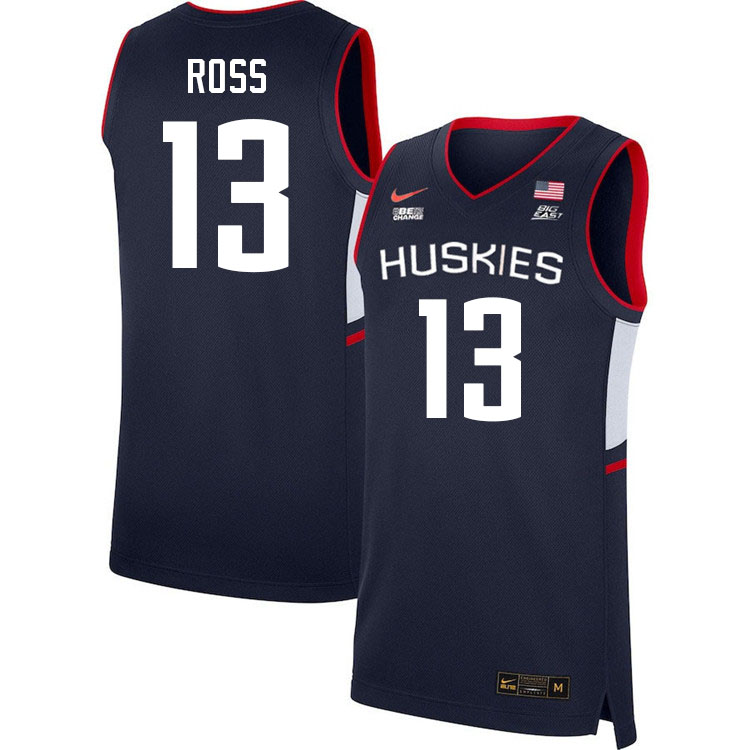 Uconn Huskies #13 Jacob Ross College Basketball Jersey Stitched-Alternater Navy